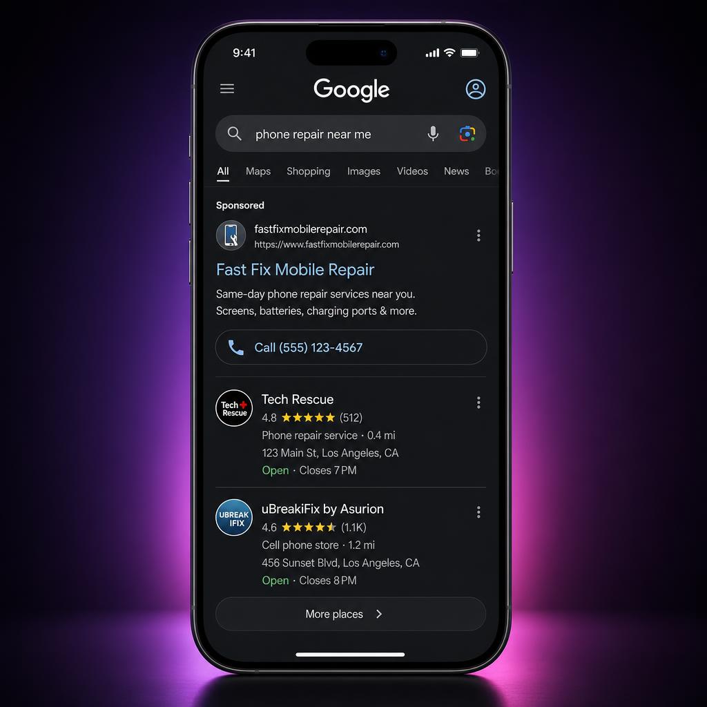 Google search result on phone